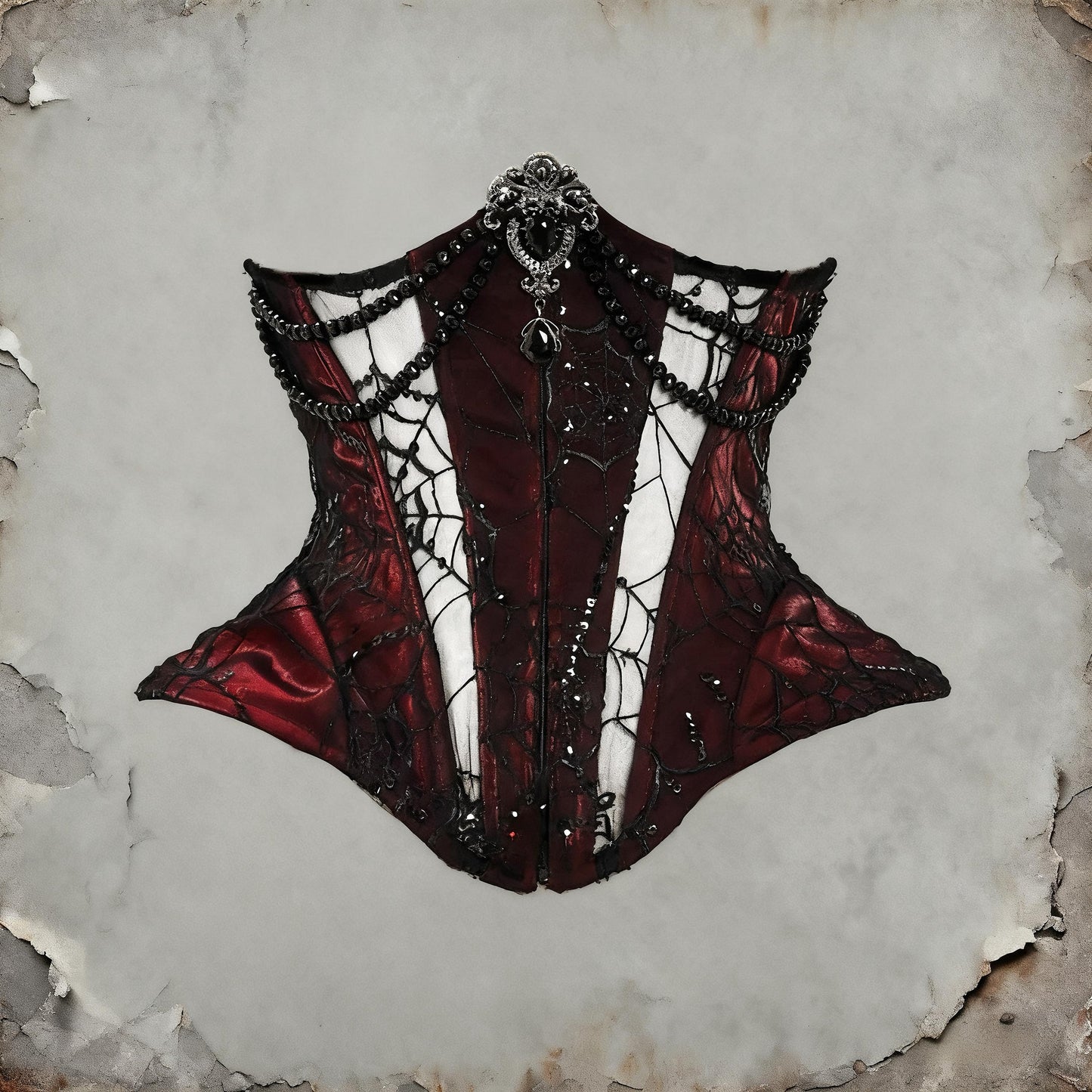 vampire corset dress corset top red velvet front view