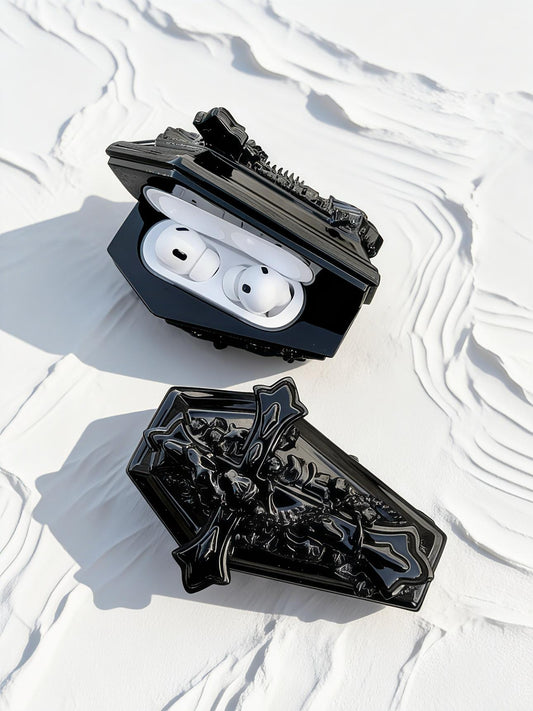 3D Printed Gothic Coffin Case ,Earphone Protective Case, Unique Dark Aesthetic Earbuds Holder