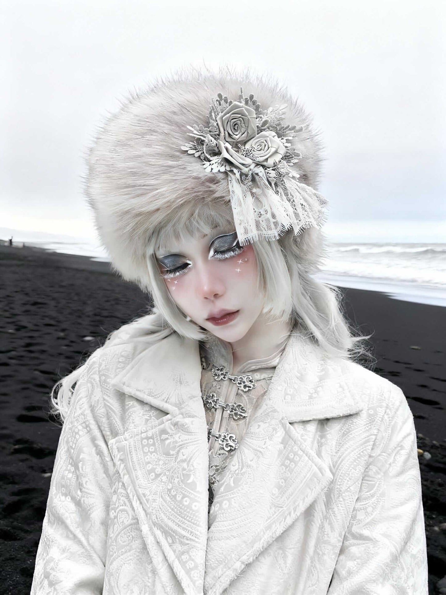 Gothic Faux Fur Winter Hat Victorian Style