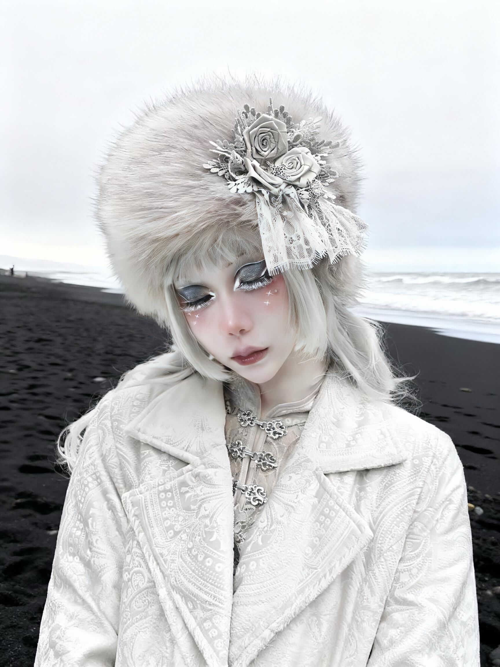 Gothic Faux Fur Winter Hat Victorian Style