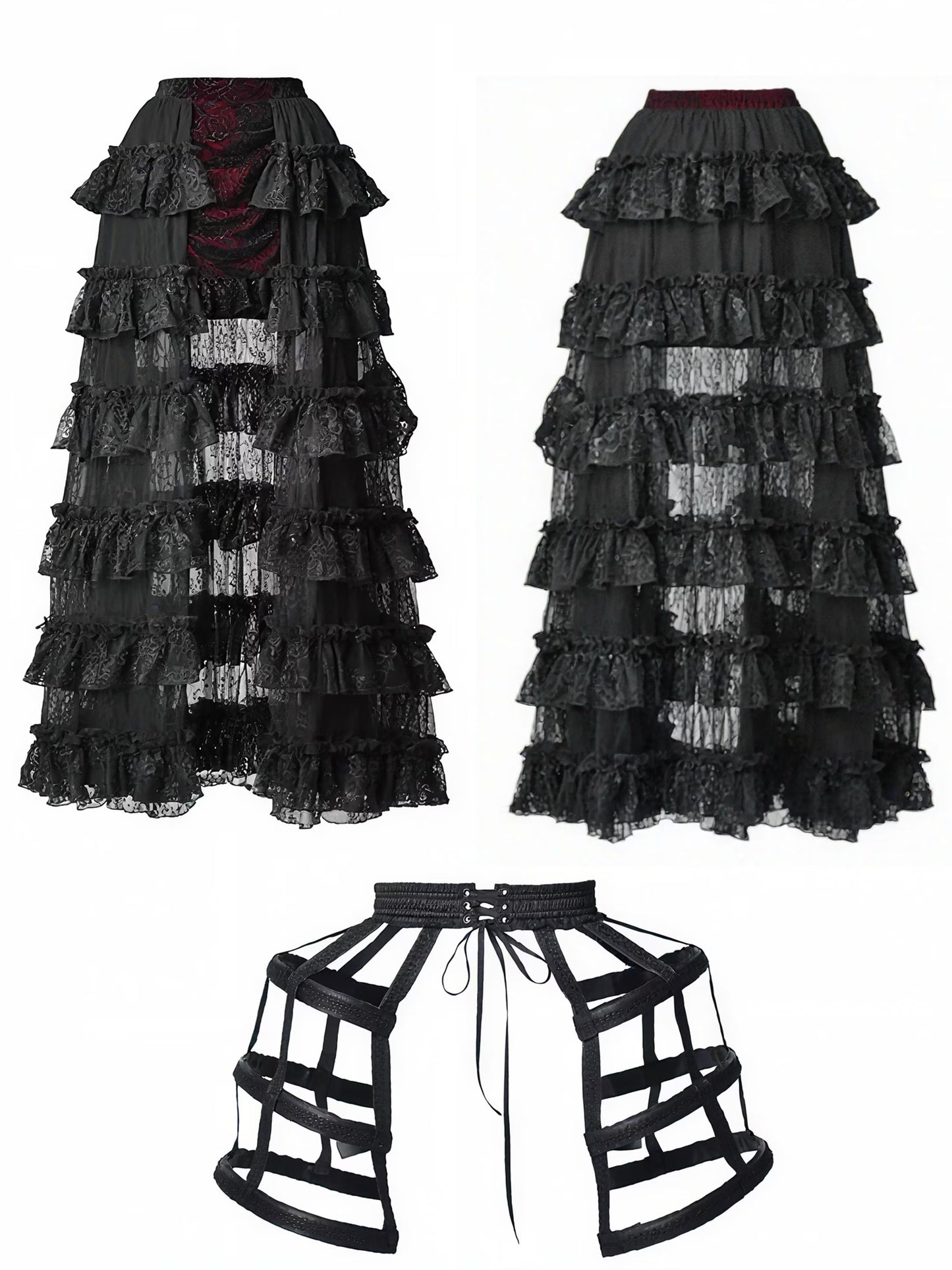 gothic velvet corset dress skirt structure underskirt layered silhouette