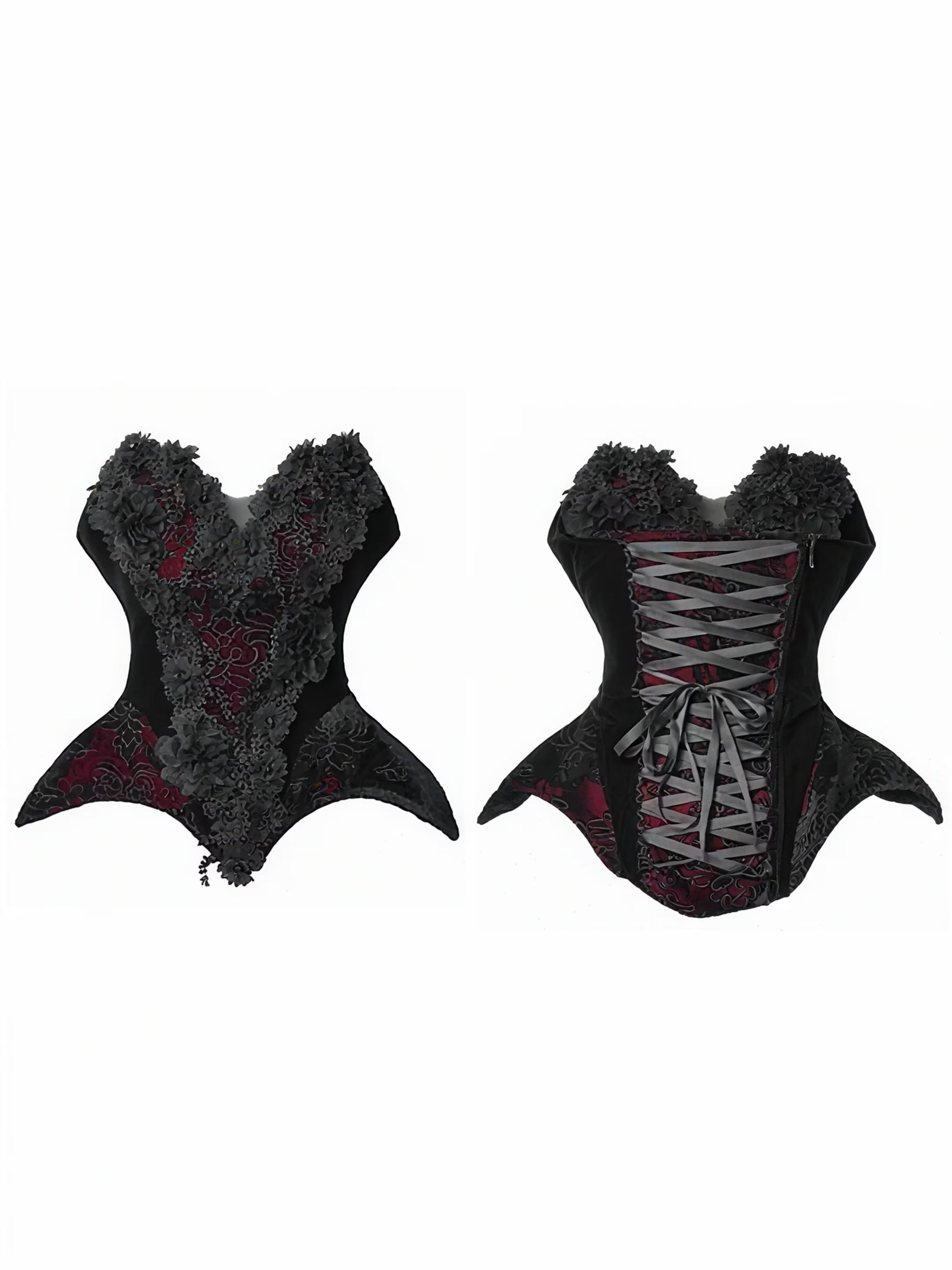 gothic velvet corset dress corset top set flat lay black gothic outfit