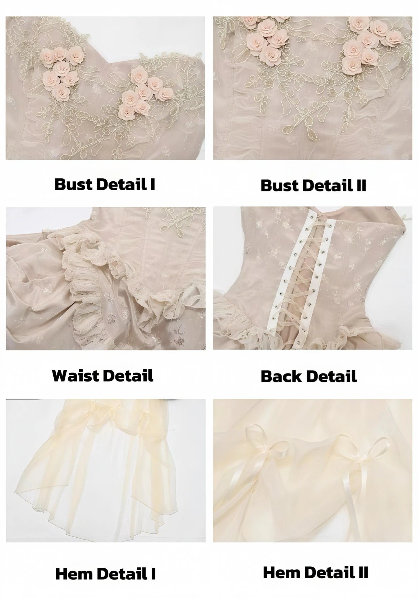 Rococo Blush Garden Corset | 3D Rose Lace Bodice, Fairycore Apron Peplum, Bridal fantasy themes, Xmas & New Year Outfit, Baroque Party Dress