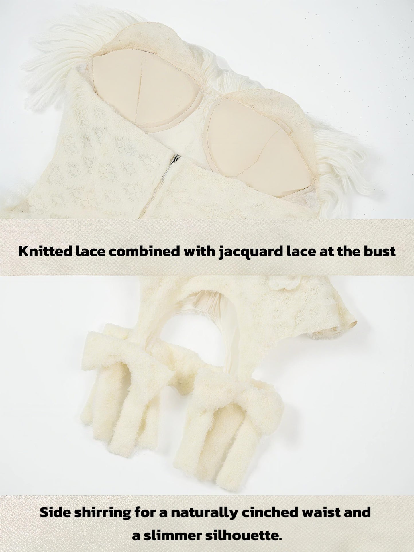 Balletcore lace dress ruffle skirt detail